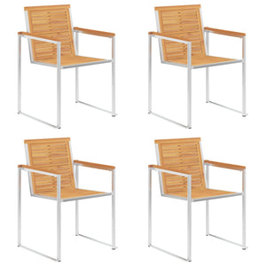 vidaXL 4-piece Garden Chair Set Solid Teak and Stainless Steel