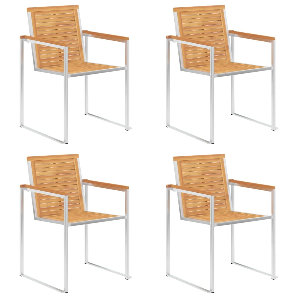 vidaXL 4-piece Garden Chair Set Solid Teak and Stainless Steel