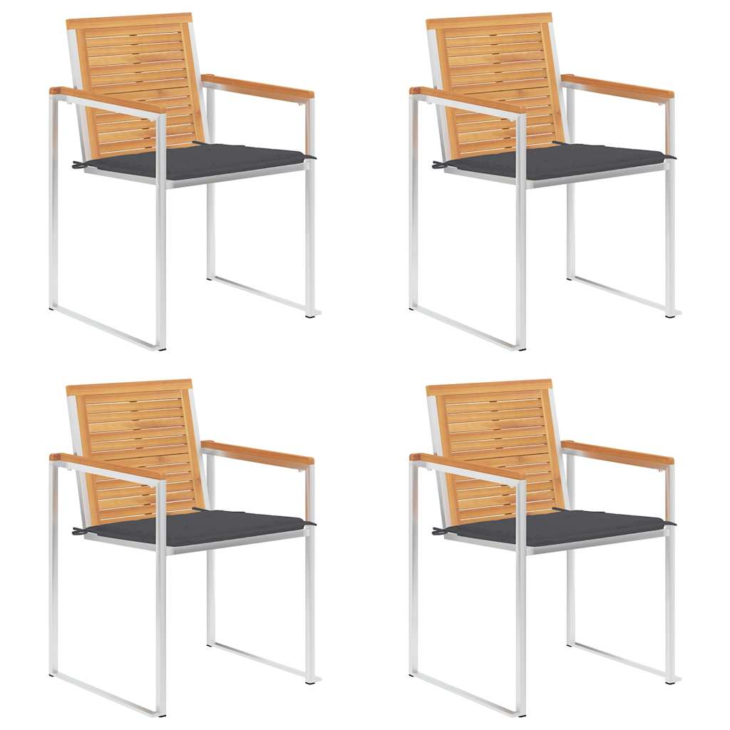 vidaXL 4-piece Garden Chairs with Cushions Solid Teak Wood