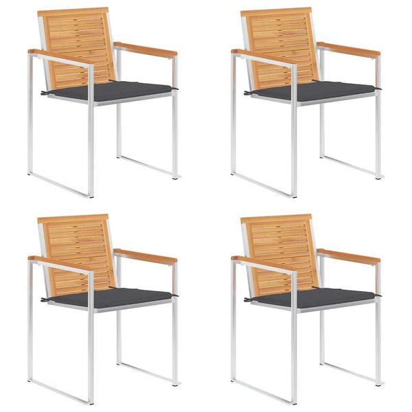 vidaXL 4-piece Garden Chairs with Cushions Solid Teak Wood