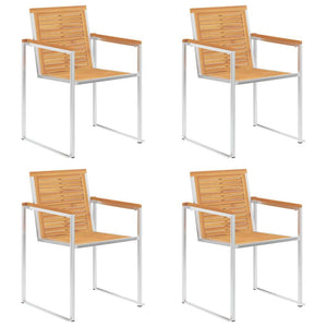 vidaXL 4-piece Garden Chairs with Cushions Solid Teak Wood