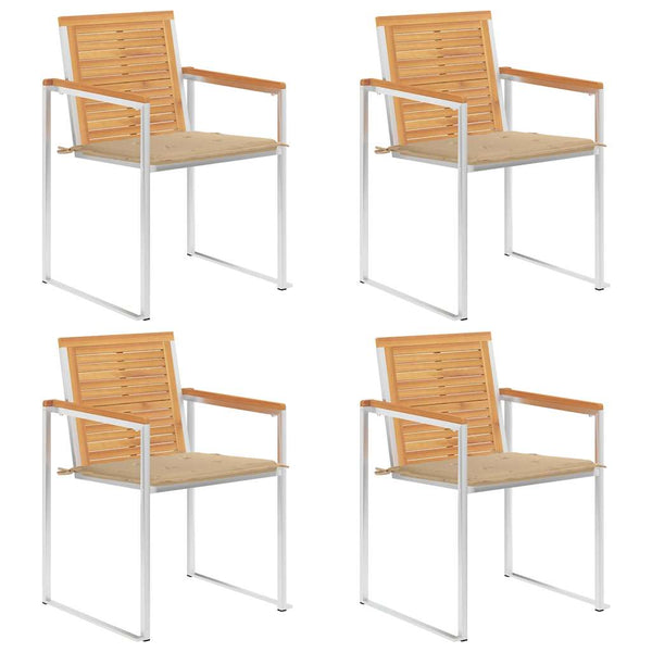 Gartenstühle 4 Stk. mit Kissen Massivholz Teak