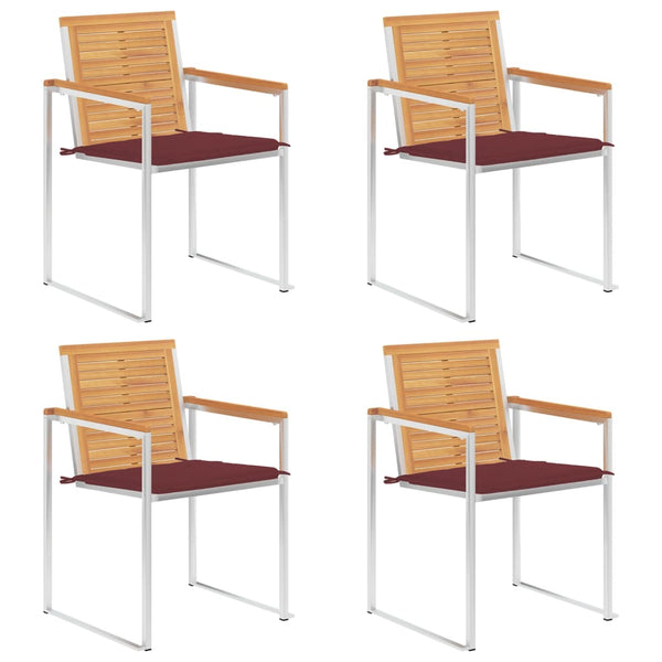 Gartenstühle 4 Stk. mit Kissen Massivholz Teak