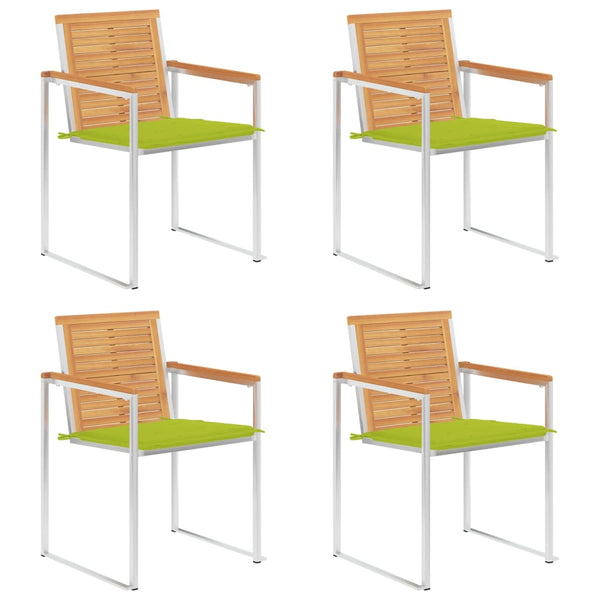 Gartenstühle 4 Stk. mit Kissen Massivholz Teak