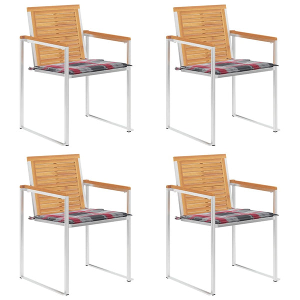 Gartenstühle 4 Stk. mit Kissen Massivholz Teak