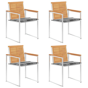 Gartenstühle 4 Stk. mit Kissen Massivholz Teak