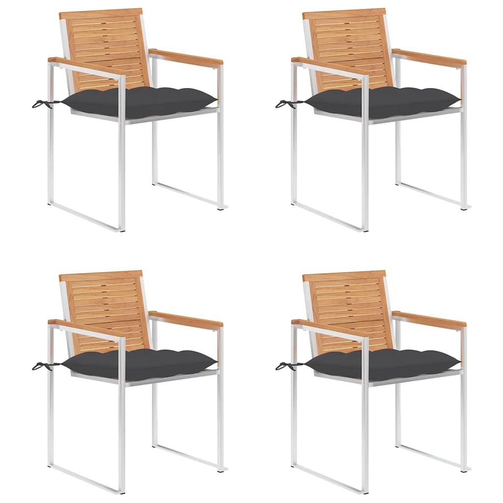Gartenstühle 4 Stk. mit Kissen Massivholz Teak