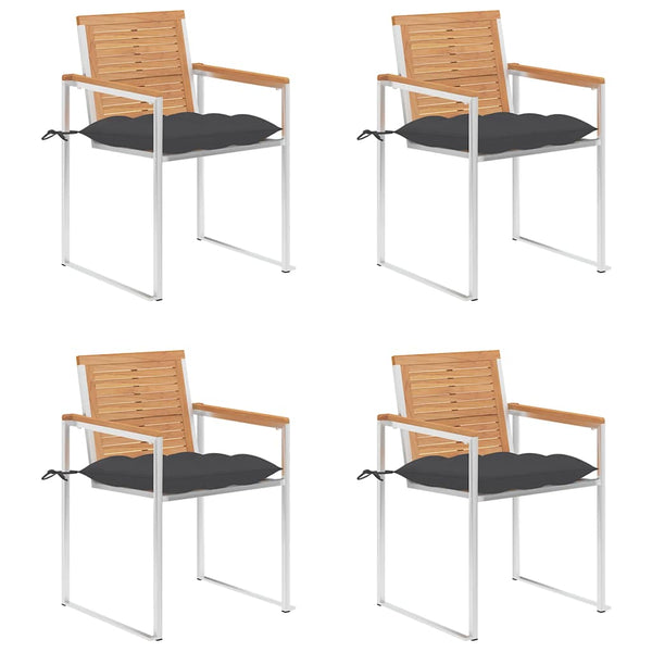 Gartenstühle 4 Stk. mit Kissen Massivholz Teak