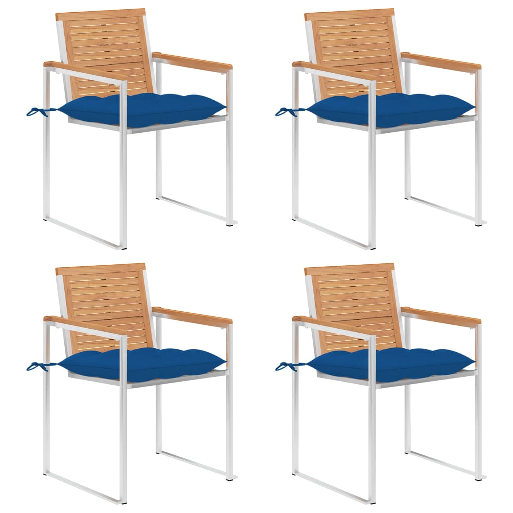 Gartenstühle 4 Stk. mit Kissen Massivholz Teak