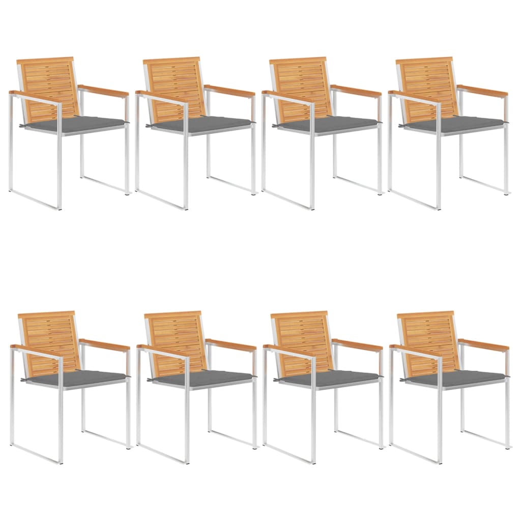 vidaXL 8-piece Garden Chairs with Cushions Solid Teak Wood