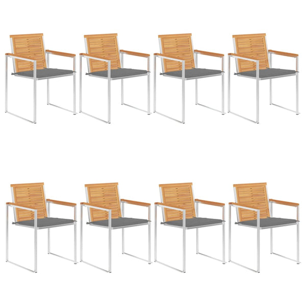 vidaXL 8-piece Garden Chairs with Cushions Solid Teak Wood