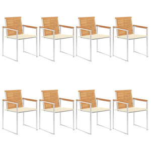 vidaXL 8-piece Garden Chairs with Cushions Solid Teak Wood