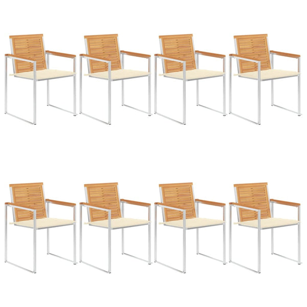 vidaXL 8-piece Garden Chairs with Cushions Solid Teak Wood