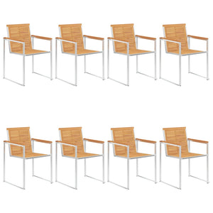 vidaXL 8-piece Garden Chairs with Cushions Solid Teak Wood