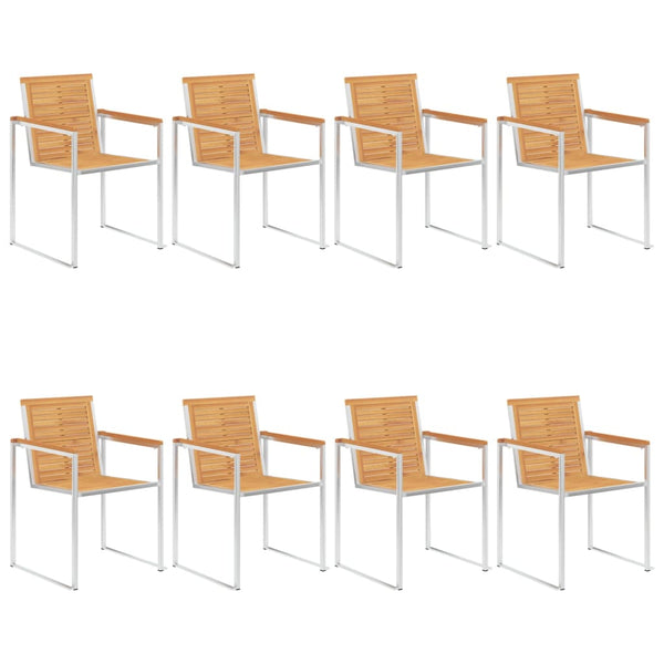 vidaXL 8-piece Garden Chairs with Cushions Solid Teak Wood