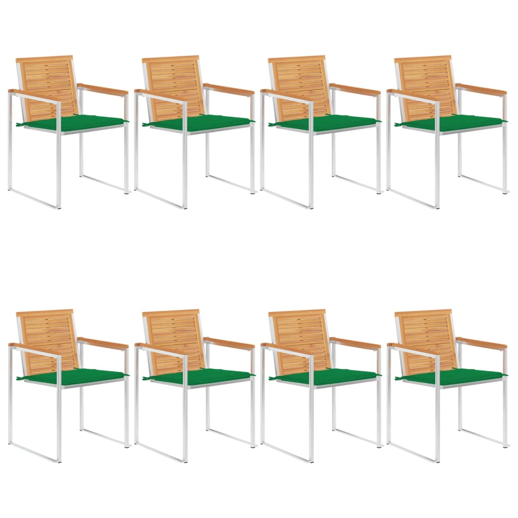 vidaXL Garden Chairs 8 pcs. with Cushions Solid Teak Wood