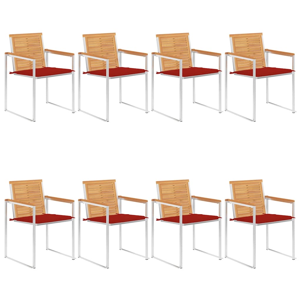 vidaXL Garden Chairs 8 pcs. with Cushions Solid Teak Wood