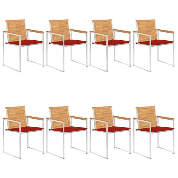 vidaXL Garden Chairs 8 pcs. with Cushions Solid Teak Wood