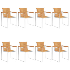 vidaXL Garden Chairs 8 pcs. with Cushions Solid Teak Wood