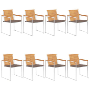 vidaXL Garden Chairs 8 pcs. with Cushions Solid Teak Wood