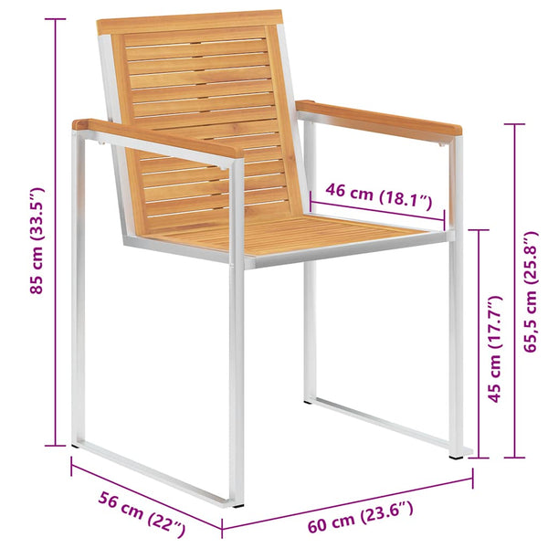 vidaXL Garden Chairs 8 pcs. with Cushions Solid Teak Wood