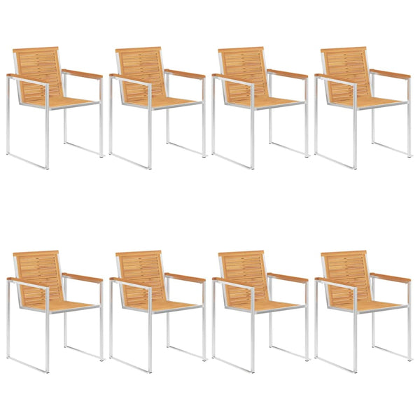 vidaXL Garden Chairs 8 pcs. with Cushions Solid Teak Wood