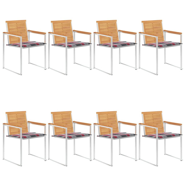 vidaXL Garden Chairs 8 pcs. with Cushions Solid Teak Wood