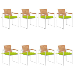 vidaXL Garden Chairs 8 pcs. with Cushions Solid Teak Wood