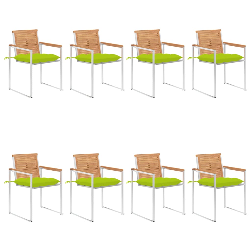 vidaXL Garden Chairs 8 pcs. with Cushions Solid Teak Wood