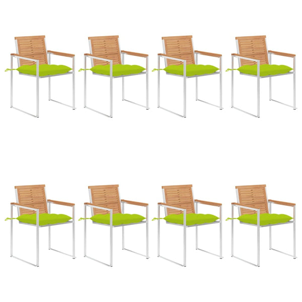 vidaXL Garden Chairs 8 pcs. with Cushions Solid Teak Wood