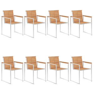 vidaXL Garden Chairs 8 pcs. with Cushions Solid Teak Wood