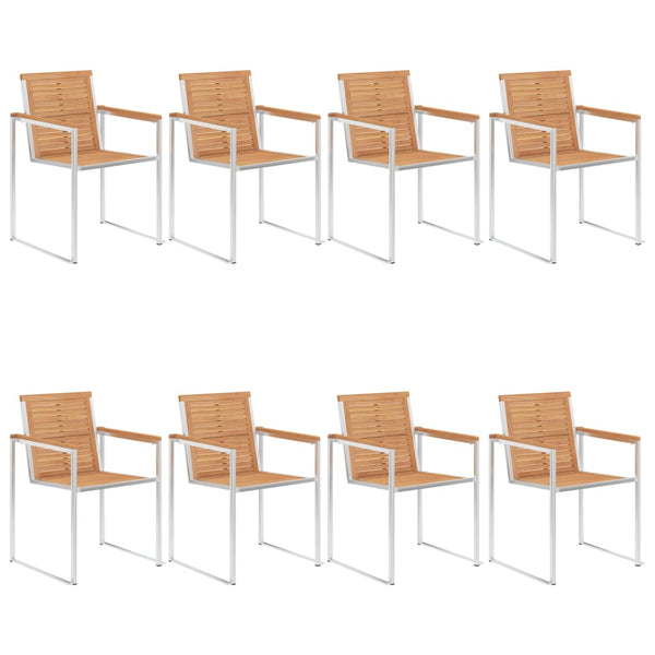 vidaXL Garden Chairs 8 pcs. with Cushions Solid Teak Wood