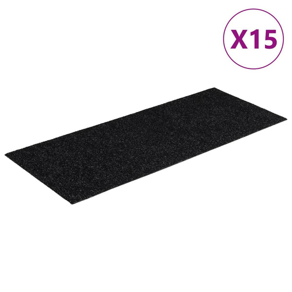 Selbstklebende Stufenmatten, 15er Set, 60x25 cm, Schwarz