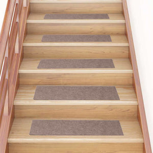 vidaXL Self-Adhesive Stair Mats 15 pcs. 76x20 cm Light Brown Rectangular