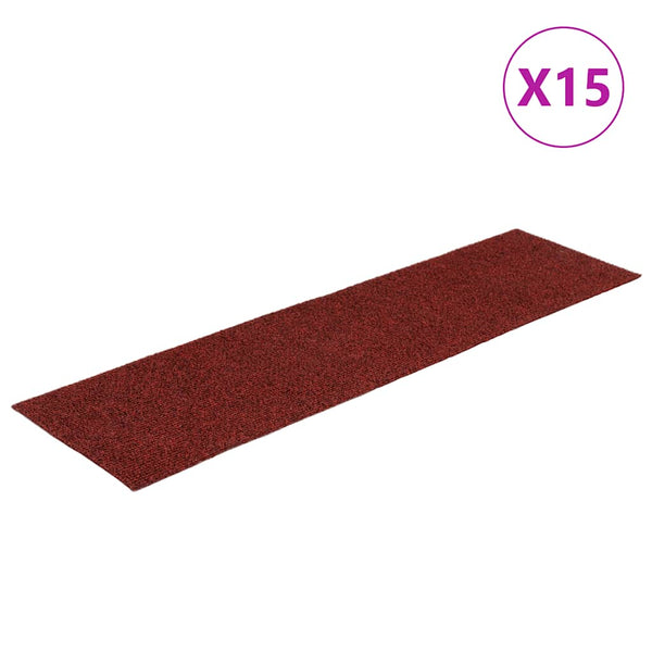 vidaXL Self-Adhesive Stair Treads 15 pcs. 76x20 cm Burgundy Rectangular