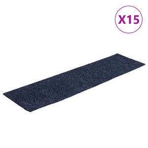 vidaXL Stair Treads Self-Adhesive 15 pcs. 76x20 cm Grey Blue Rectangular