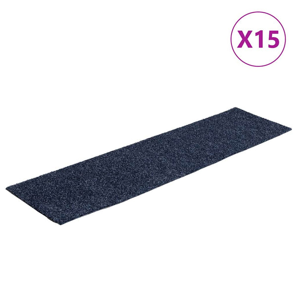 vidaXL Stair Treads Self-Adhesive 15 pcs. 76x20 cm Grey Blue Rectangular