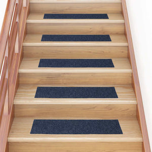 vidaXL Stair Treads Self-Adhesive 15 pcs. 76x20 cm Grey Blue Rectangular