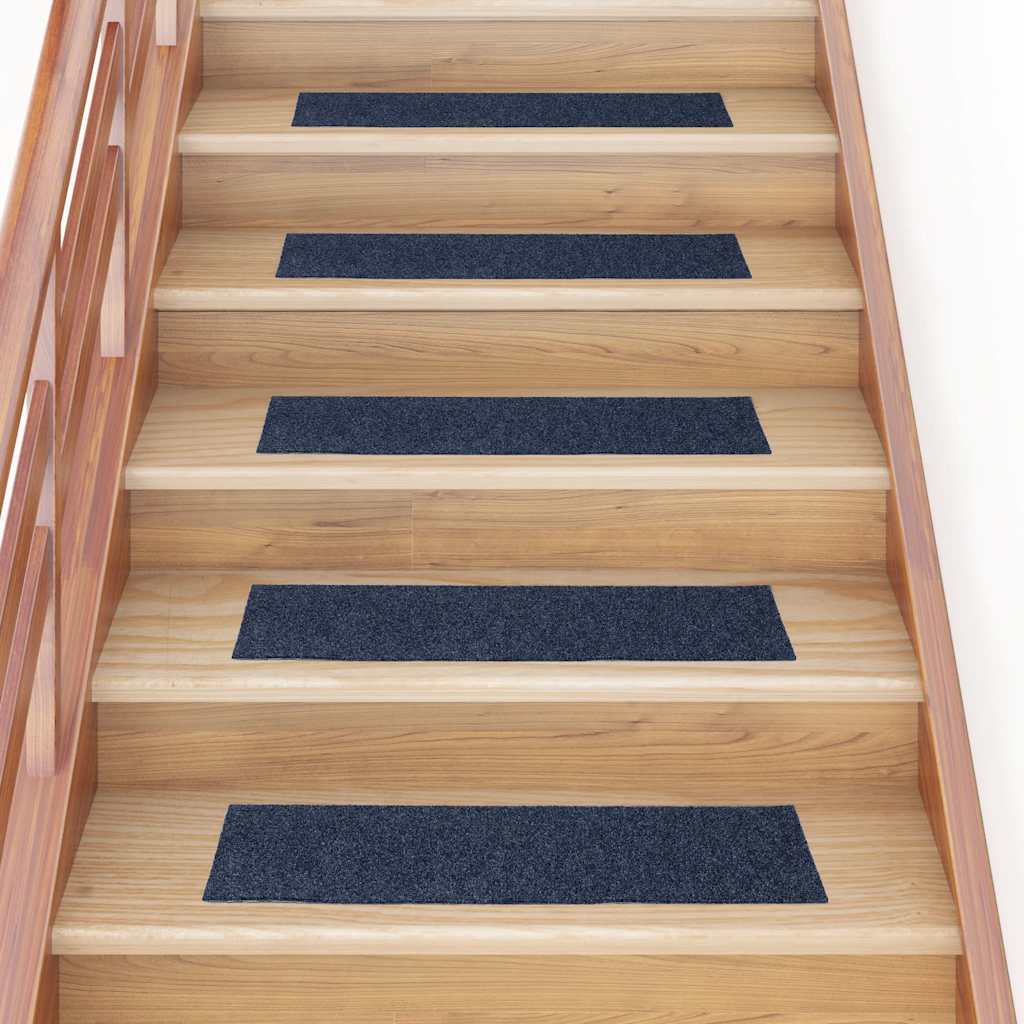 vidaXL Stair Treads Self-Adhesive 15 pcs. 76x20 cm Grey Blue Rectangular