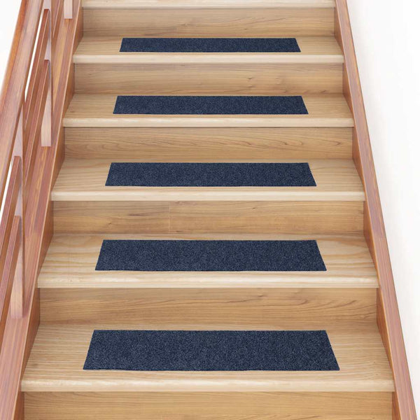 vidaXL Stair Treads Self-Adhesive 15 pcs. 76x20 cm Grey Blue Rectangular