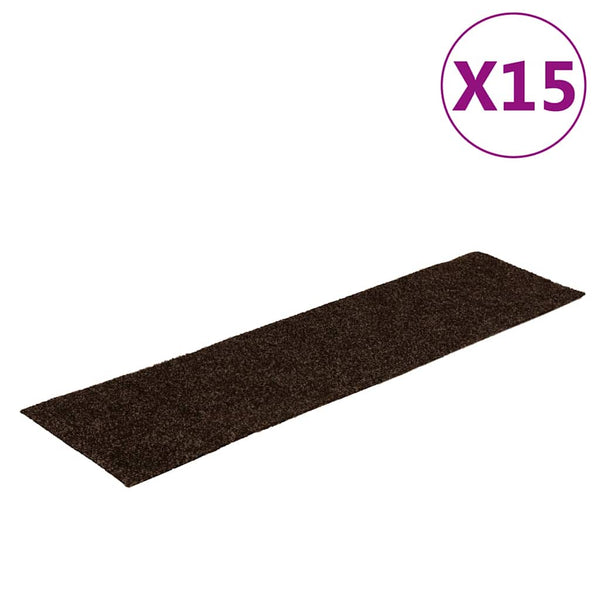 vidaXL Self-Adhesive Stair Treads 15 pcs. 76x20 cm Brown Rectangular