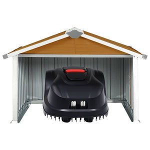 vidaXL Lawn Mower Garage 92x97x63 cm Galvanised Steel Brown