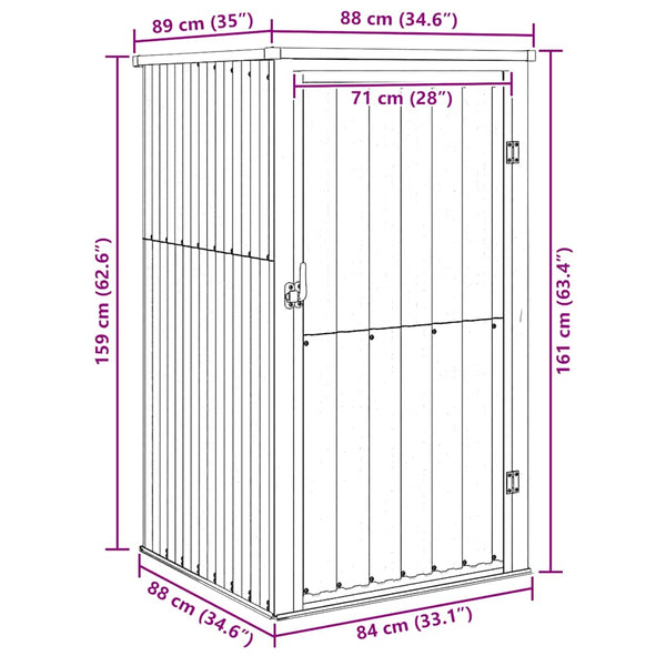 vidaXL Garden Shed Gray 88x89x161 cm Galvanized Steel