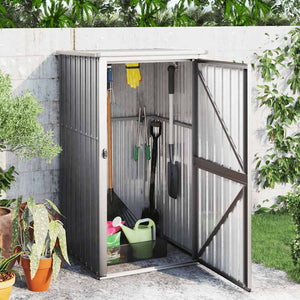 vidaXL Garden Shed Gray 88x89x161 cm Galvanized Steel