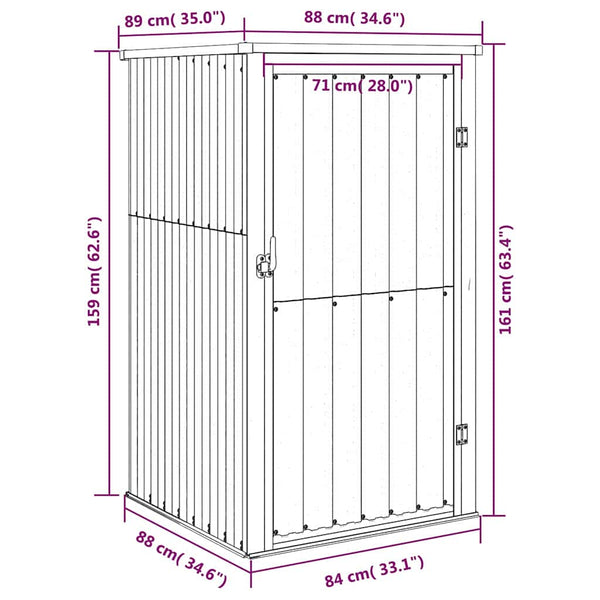 vidaXL Garden Shed Brown 88x89x161 cm Galvanized Steel