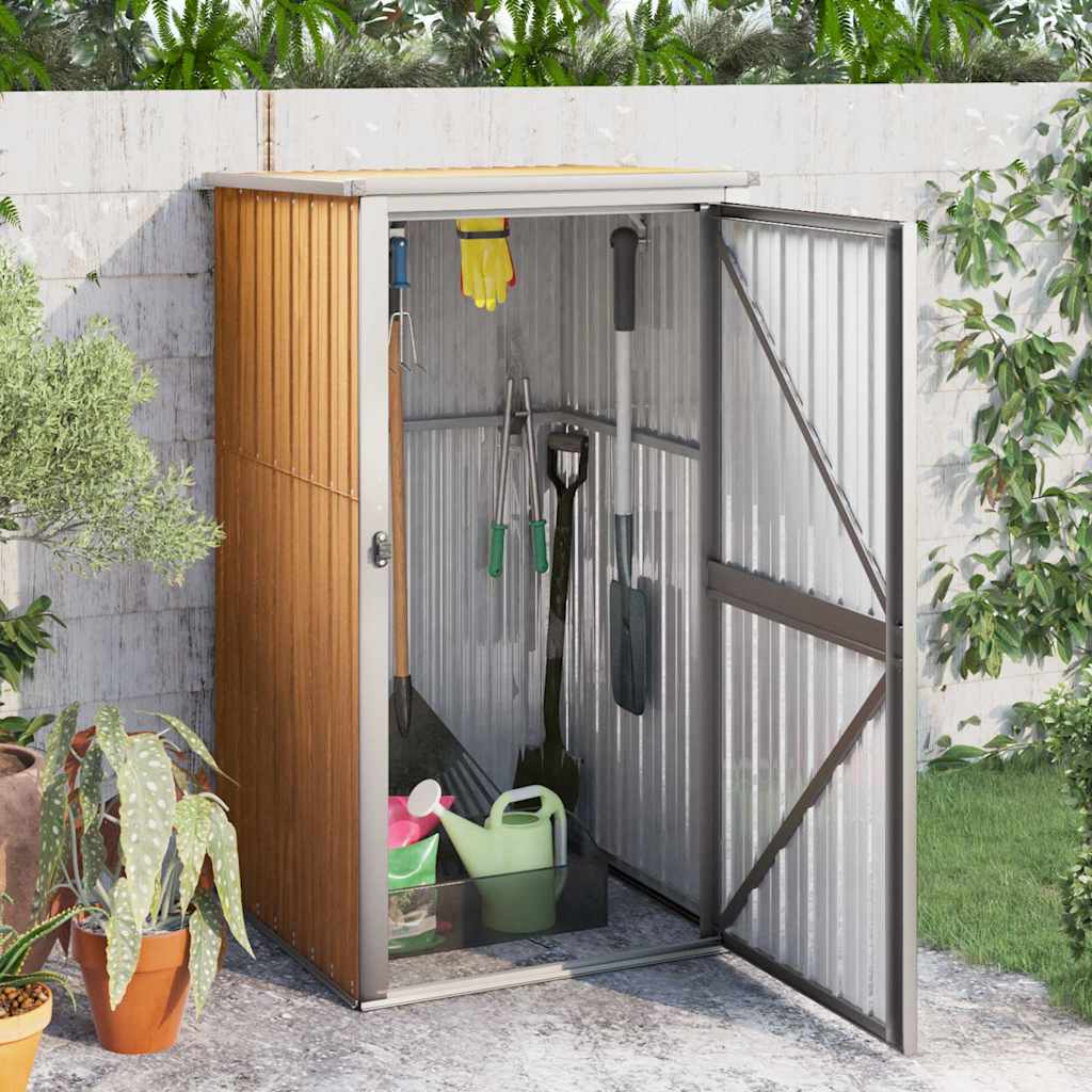 vidaXL Garden Shed Brown 88x89x161 cm Galvanized Steel