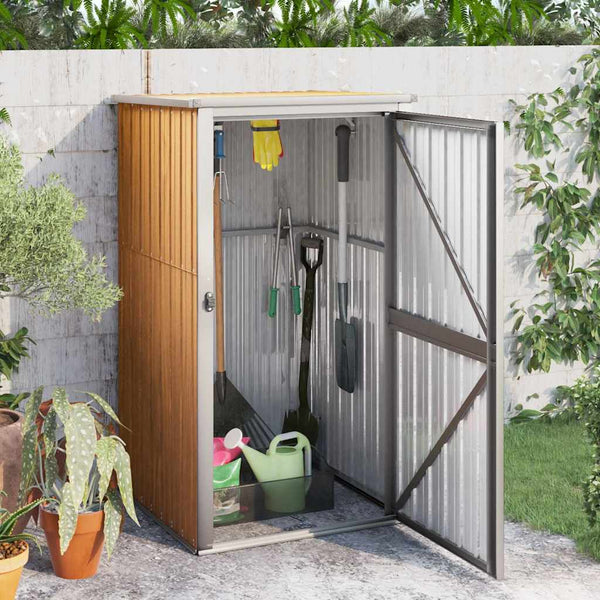 vidaXL Garden Shed Brown 88x89x161 cm Galvanized Steel