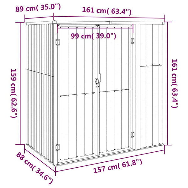 vidaXL Garden Shed Grey 161x89x161 cm Galvanized Steel