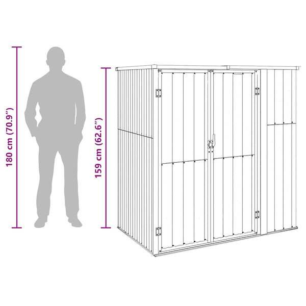 vidaXL Garden Shed Grey 161x89x161 cm Galvanized Steel