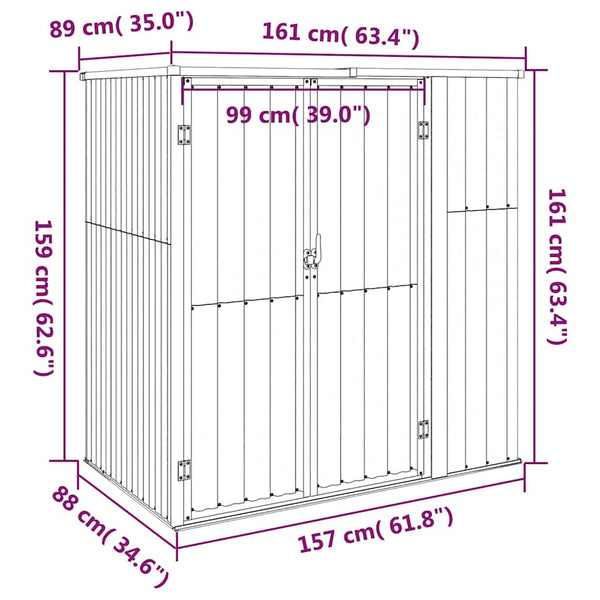 vidaXL Garden Shed Anthracite 161x89x161 cm Galvanized Steel